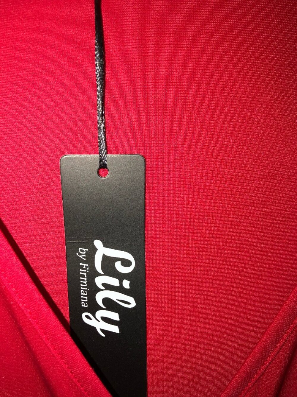 Women's red surplice dress with sash. Lily by Firmiana